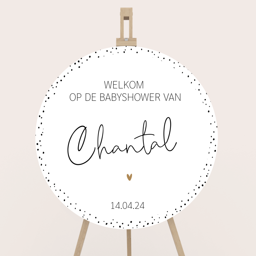 babyshowerbord welkomstbord rond dots