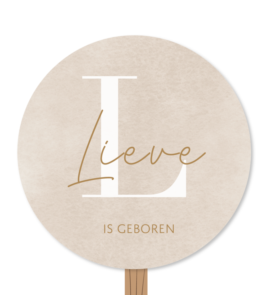 Geboortebord tuin initiaal beige